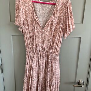 Abercrombie & Fitch Blush Patterned Flutter Sleeve Dress